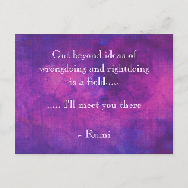 Inspirational Rumi Quote on Purple Abstract Postcard (Front)