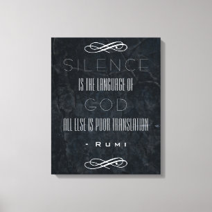 Inspirational Rumi Quote on Silence and God Canvas Print