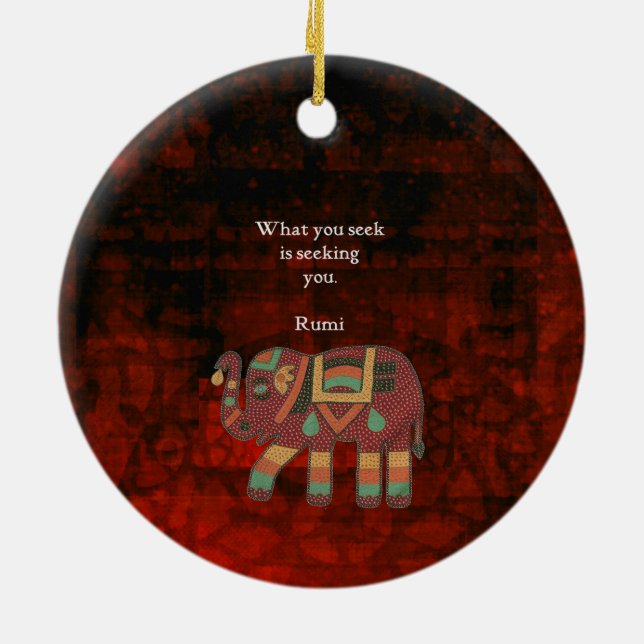 Inspirational Rumi What You Seek Quote Ceramic Tree Decoration (Back)