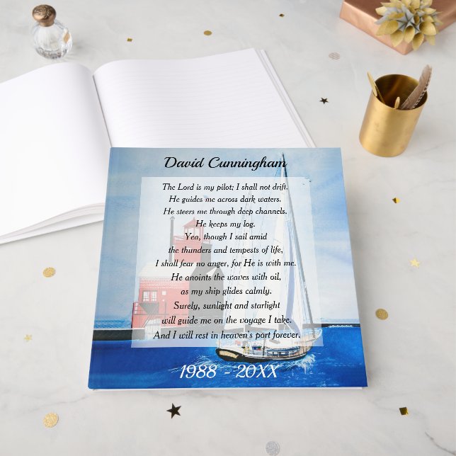 Inspirational Sailor Verse With Lighthouse Guest Book (Front Open)