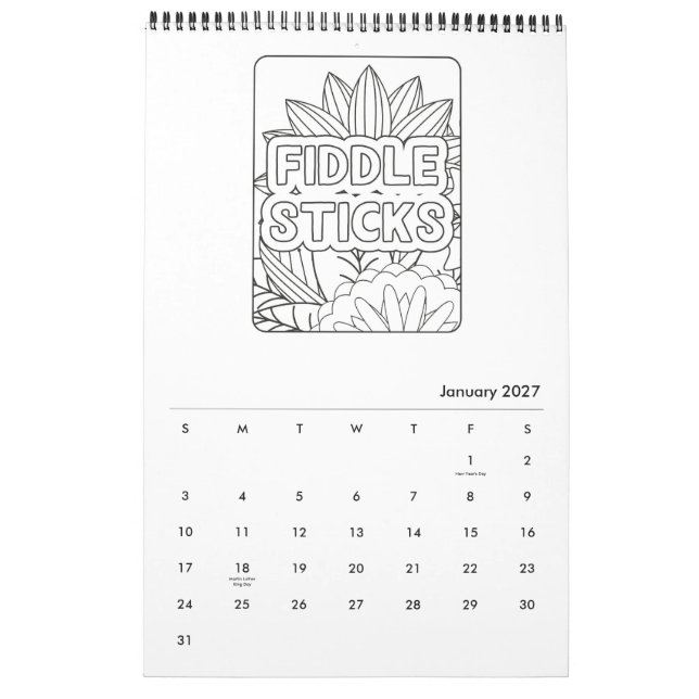 Inspirational Sayings Colouring Book Calendar (Jan 2027)
