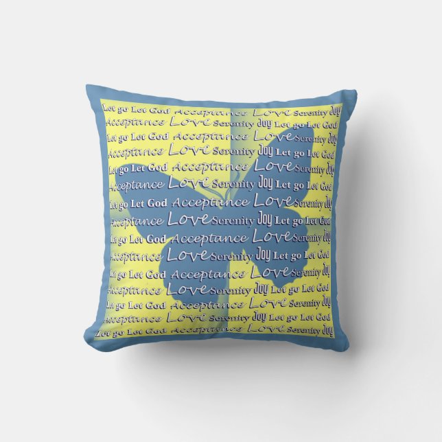 Inspirational Sayings Quotes Blue Butterfly Cushion (Front)