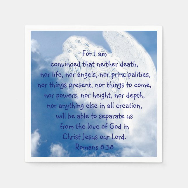 Inspirational Scripture Angel In Clouds, Napkin (Front)