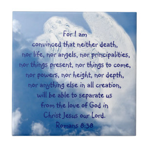 Inspirational Scripture Angel In Clouds, Romans 8 Tile
