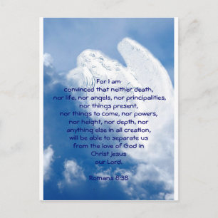 Inspirational Scripture Angel In Clouds, Romans Postcard