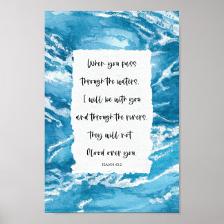 Inspirational Scripture Bible Quote Ocean Waves Poster