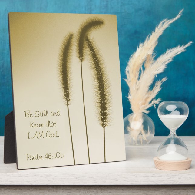 Inspirational Scripture Fine Art Brown Grass Heads Plaque (Side)