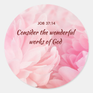 Inspirational Scripture Quote Garden Flower Peony Classic Round Sticker