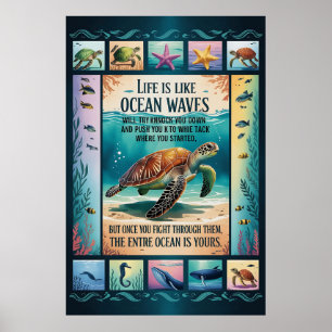 Inspirational Sea Turtle Ocean Poster “Life Is Lik