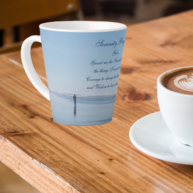 Inspirational Serenity Prayer Beach Walkers Latte Mug (In Situ)