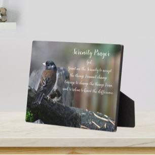 Inspirational Serenity Prayer Bird on Branch Plaque
