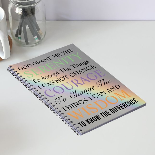 Inspirational Serenity Prayer Colourful Rainbow Notebook (In Situ)