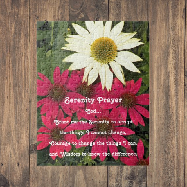 Inspirational Serenity Prayer Coneflowers Floral Jigsaw Puzzle (In Situ)