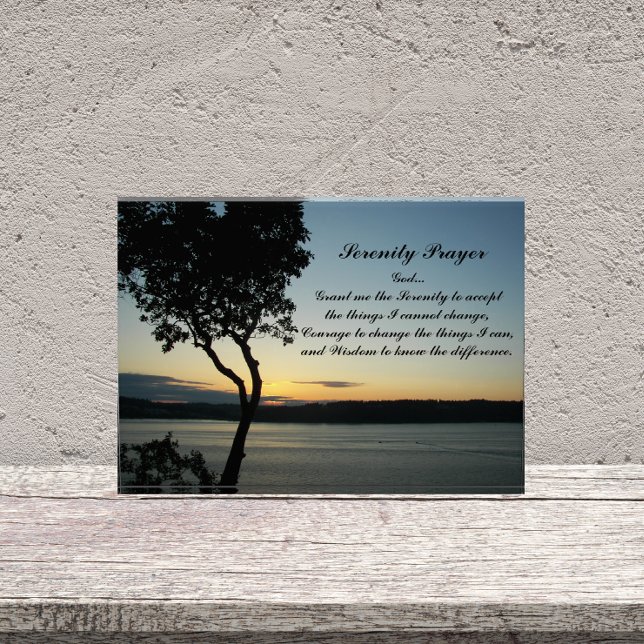 Inspirational Serenity Prayer Evening Sunset Photo Block (In Situ)