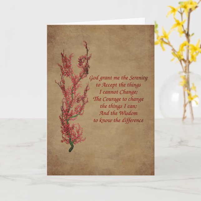 Inspirational Serenity Prayer Floral Card (Yellow Flower)