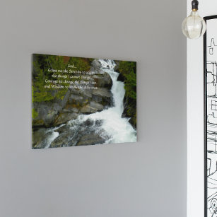 Inspirational Serenity Prayer Forest Waterfall Canvas Print