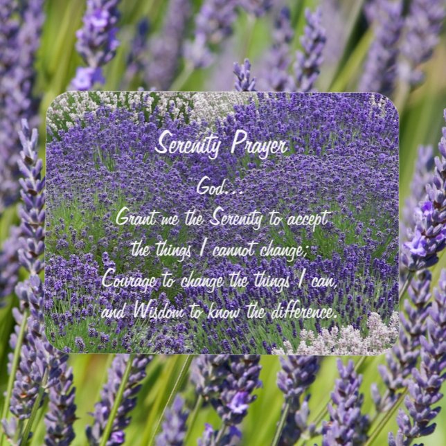 Inspirational Serenity Prayer Lavender Garden Magnet (Lavender Field Background)