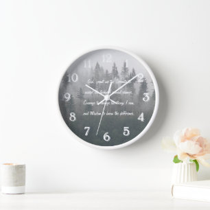 Inspirational Serenity Prayer Misty Forest Clock