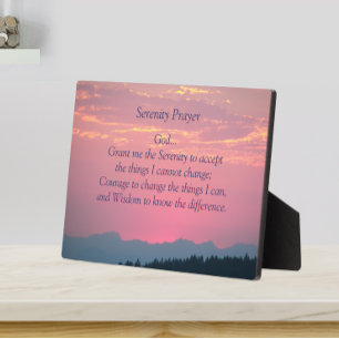 Inspirational Serenity Prayer Pink Sunset Plaque