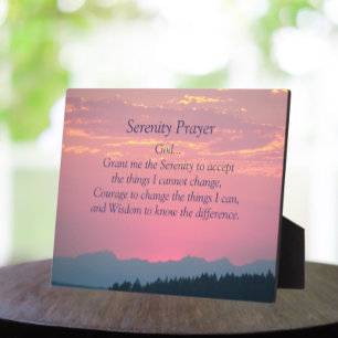 Inspirational Serenity Prayer Pink Sunset Plaque