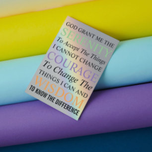 Inspirational Serenity Prayer Rainbow Blank Card
