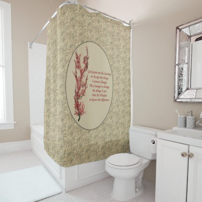 Inspirational Serenity Prayer Shower Curtain (In Situ)