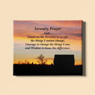 Inspirational Serenity Prayer Sunset Silhouette Canvas Print
