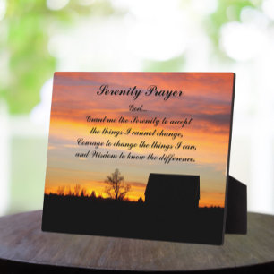 Inspirational Serenity Prayer Sunset Silhouette Plaque