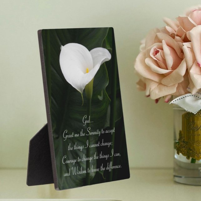 Inspirational Serenity Prayer White Calla Lily Plaque (In Situ)
