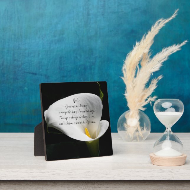 Inspirational Serenity Prayer White Calla Lily Plaque (Insitu)