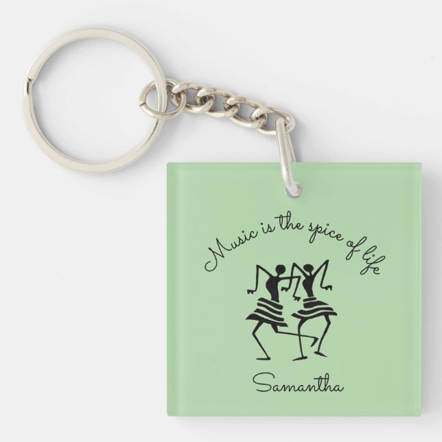 Inspirational, silhouette celebration dancers  key ring (Front)