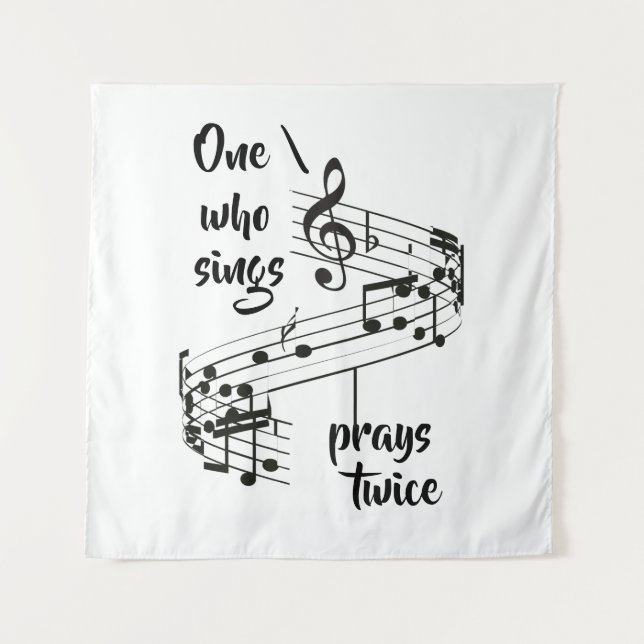 Inspirational Sing and Pray Quote Tapestry (Front)