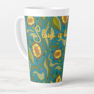 Inspirational Slow is Beautiful Blue Turtles Latte Mug