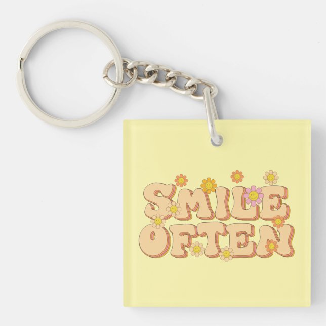 Inspirational Smile Often Wordart Keychain (Front)