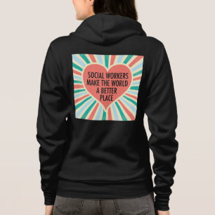 Inspirational Social Work Quote Heart Retro Colors Hoodie