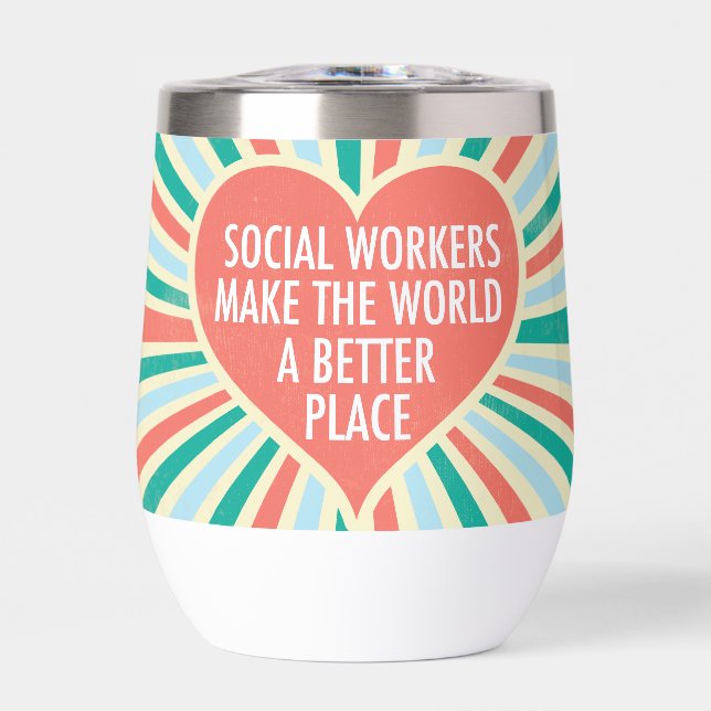 Inspirational Social Work Quote Heart Retro Party (Front)