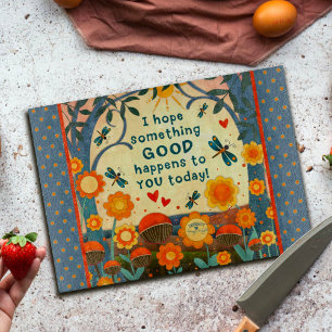 Inspirational Something Good Quote Floral Orange Cutting Board