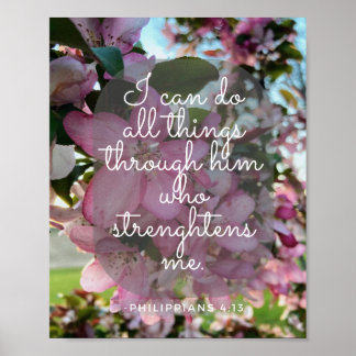 Inspirational Spiritual Quote with Pink Flowers Poster