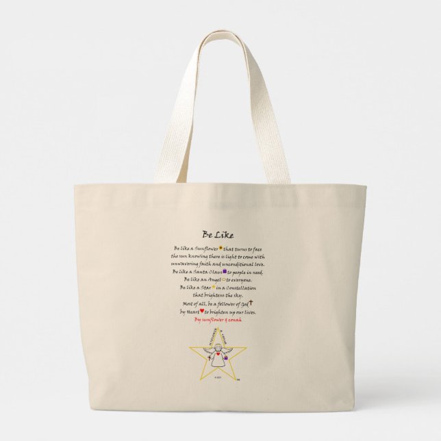 Inspirational spiritual star angel jumbo tote bag (Back)