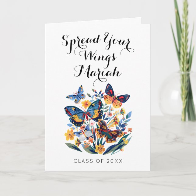 Inspirational Spread Your Wings Graduate Greeting  Card (Front)