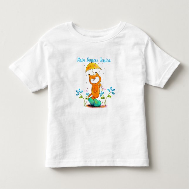 Inspirational Spring Fox with Umbrella Toddler T-Shirt (Front)