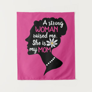 Inspirational Strong Woman Pink Mother's Day Tapestry