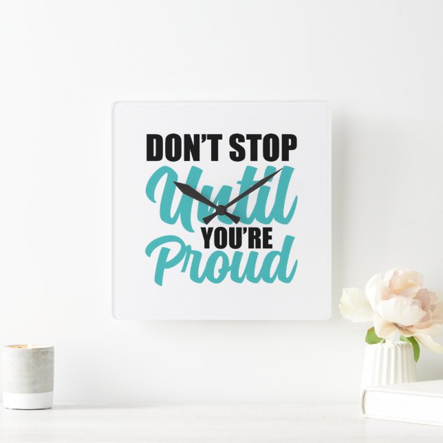 Inspirational Success and Hustle Typography Square Wall Clock (Home)