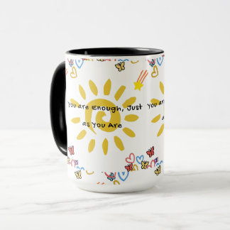Inspirational Sun & Butterflies Doodle Pattern Com Mug