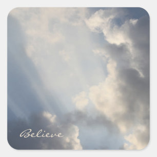 Inspirational Sunbeams Blue Sky Square Sticker