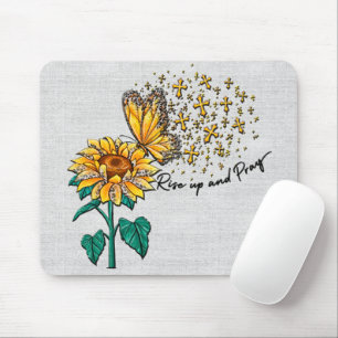 Inspirational Sunflower Butterfly Scripture Mouse Pad