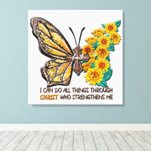 Inspirational Sunflower/Cross/Butterfly Canvas Print