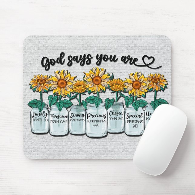 Inspirational Sunflower Sublimation/Scripture Mouse Pad (With Mouse)