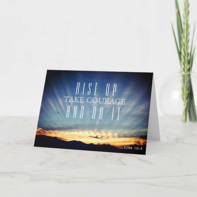 Inspirational Sunrise Bible Verse "Rise Up" Card (Front)