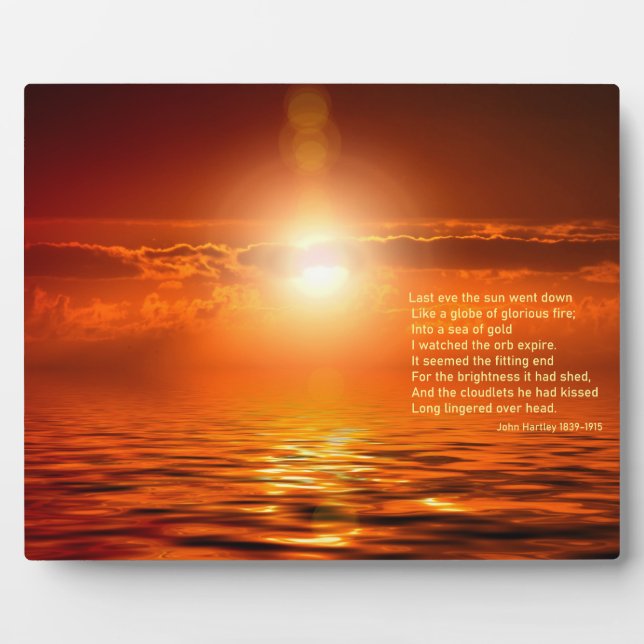 Inspirational Sunset Orange Golden Sky Sea Gold Plaque (Front)